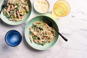 Photo of two bowls of Lemon Asparagus Pasta
