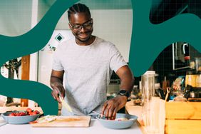 a photo of a man preparing a healthy meal