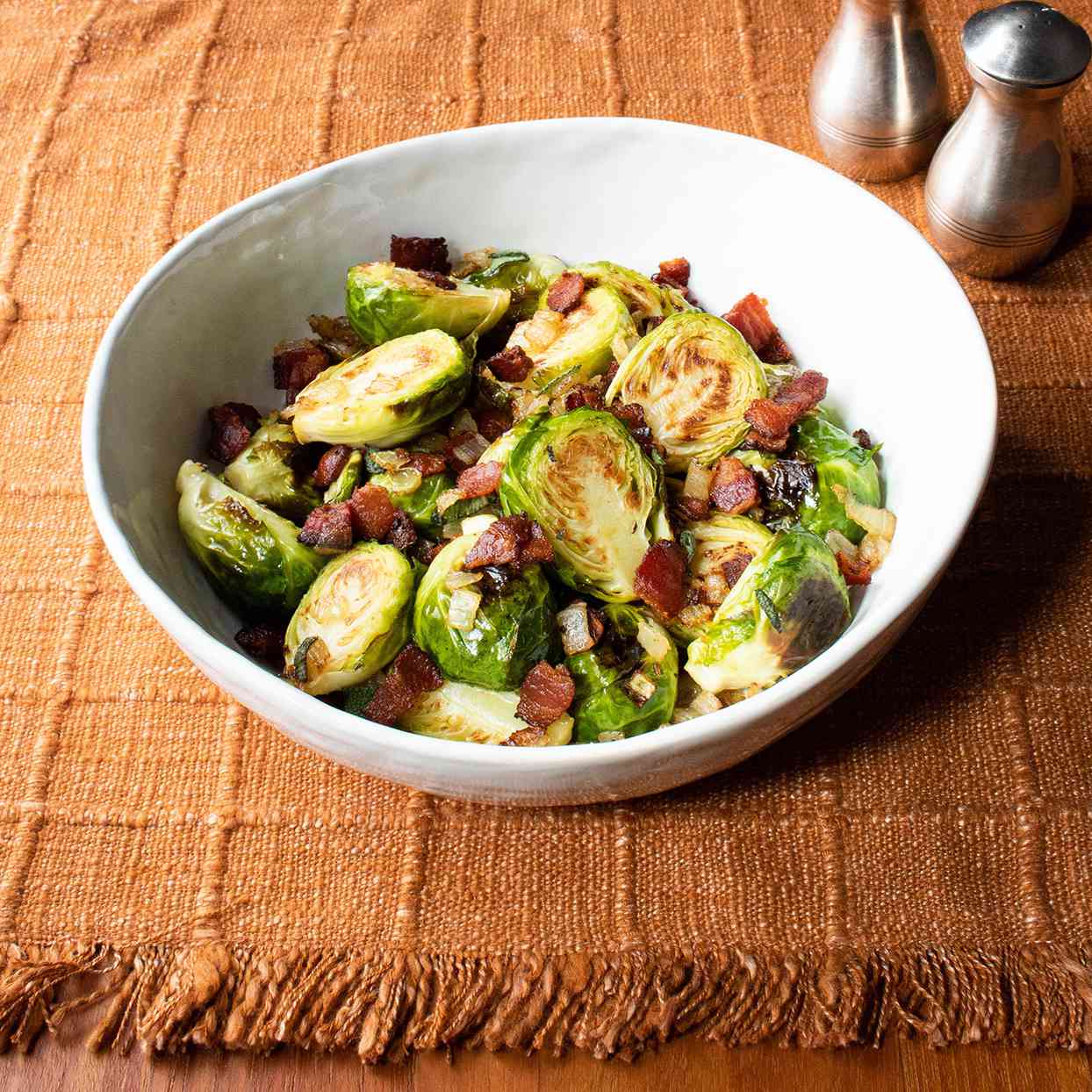 Roasted Brussels Sprouts with Bacon & Onions for Two
