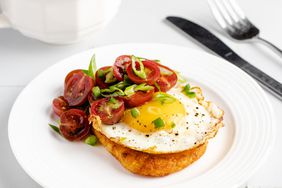 recipe photo of Hash-Brown Breakfast Toast with Egg & Salsa