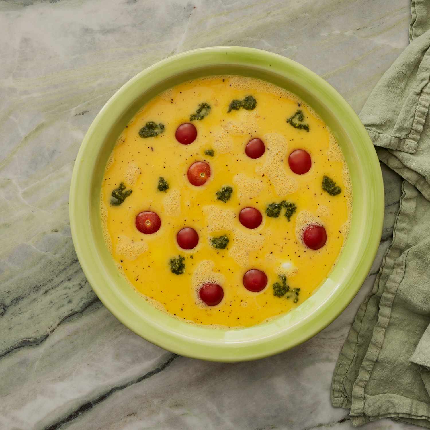 a step in making the Crustless Caprese Quiche 