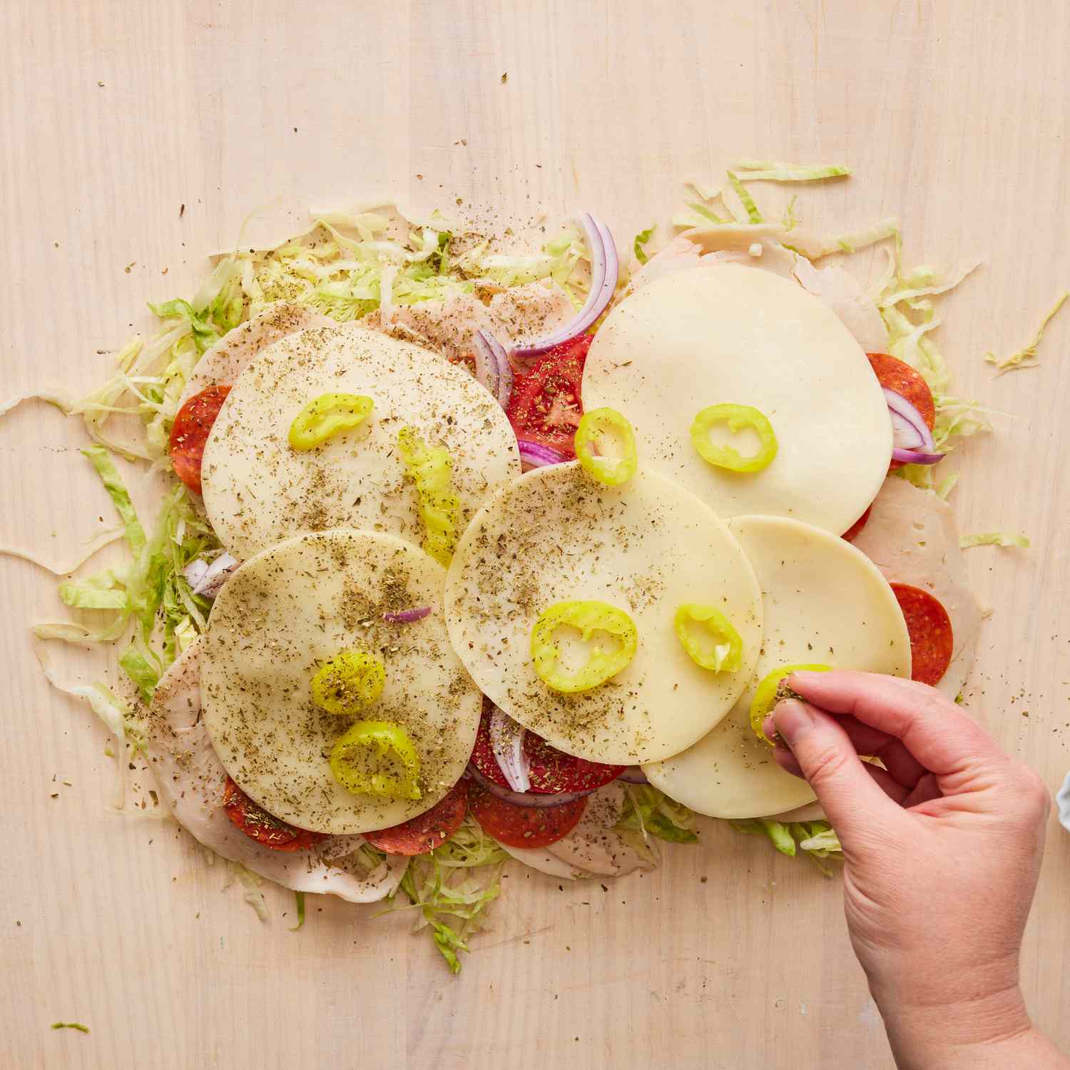 a step in making the Chopped Italian Sandwich