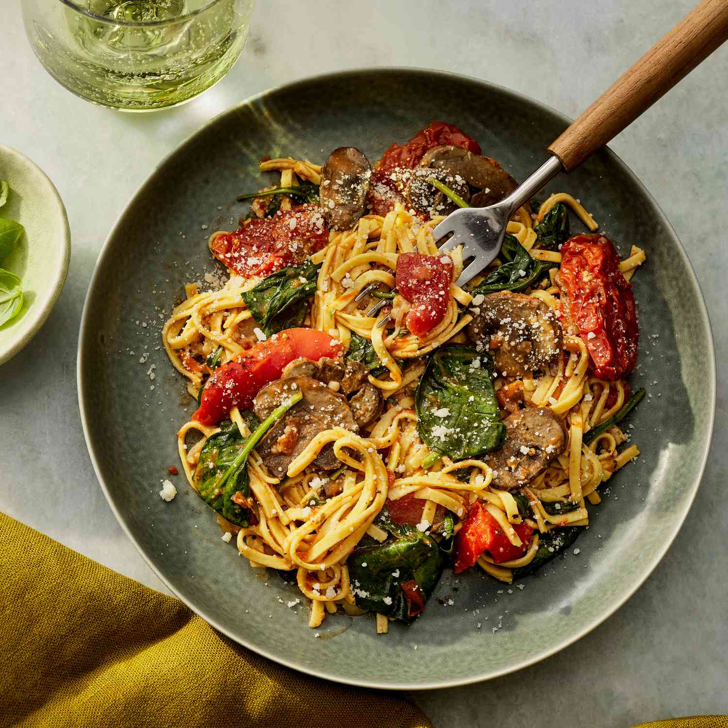 a recipe photo of the Slow-Cooker Sun-Dried Tomato & Spinach Pasta Bake