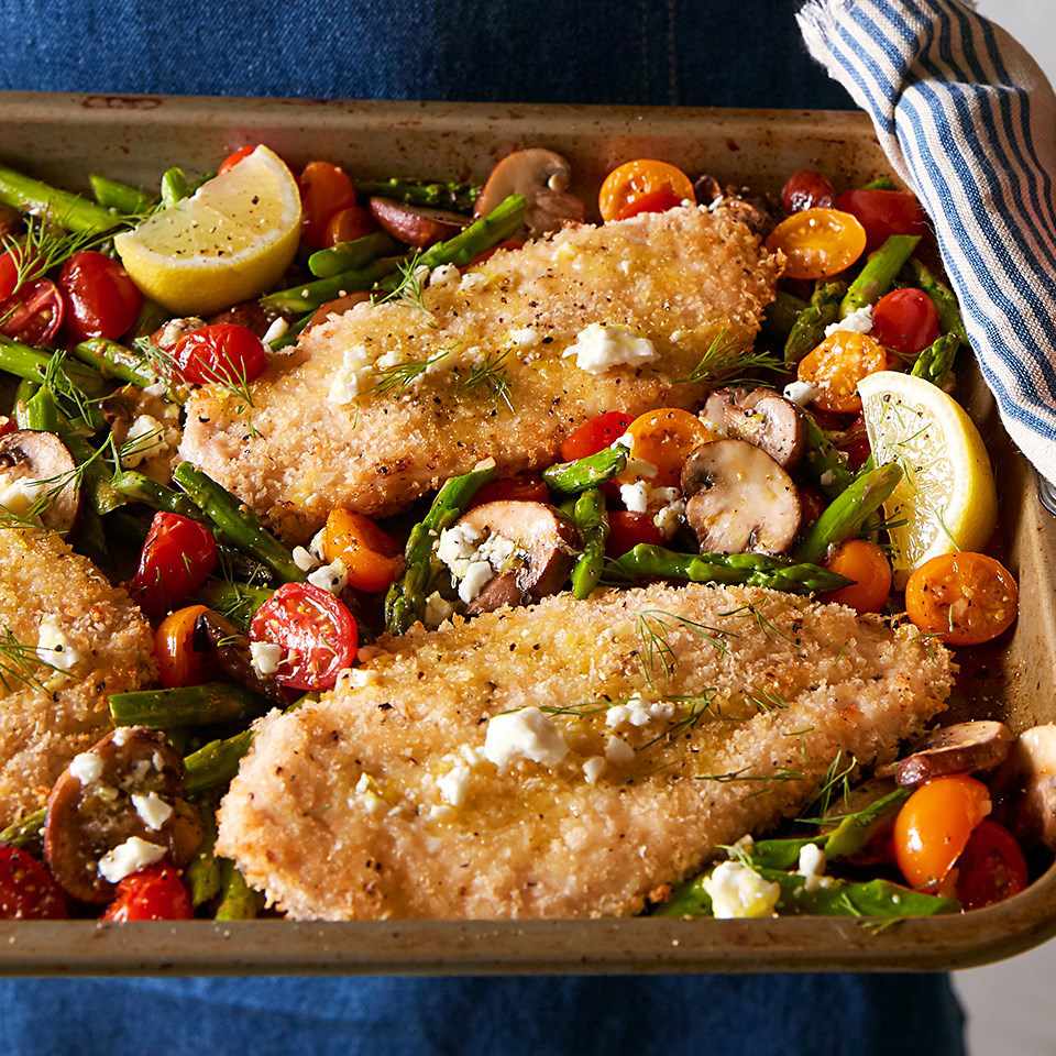 Greek Chicken with Roasted Spring Vegetables & Lemon Vinaigrette