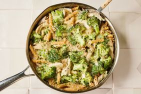 a recipe photo of the Cheesy Chicken & Broccoli Alfredo Skillet Casserole