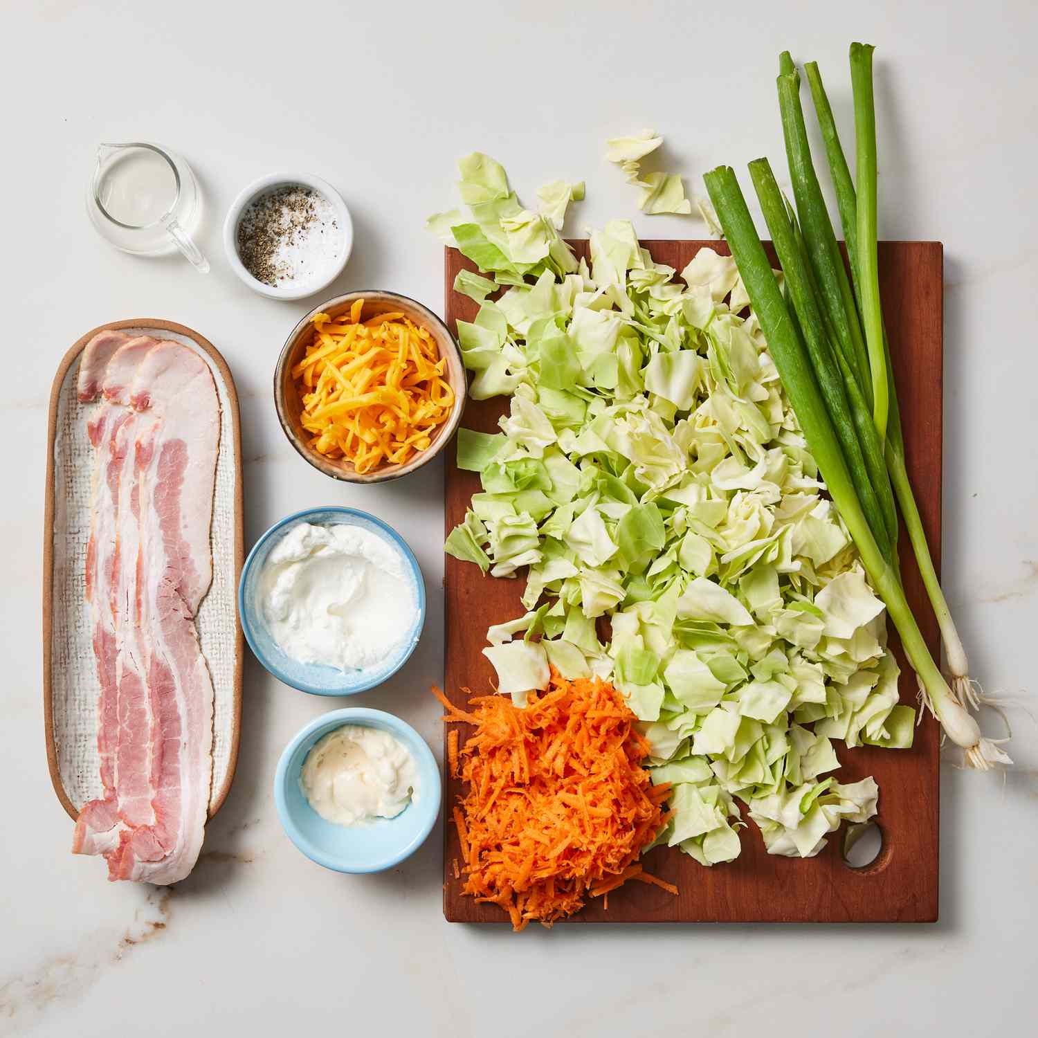 the ingredients to make the Loaded Cabbage Salad 