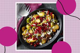 Recipe image of Roasted Brussels Sprouts with Goat Cheese & Pomegranate
