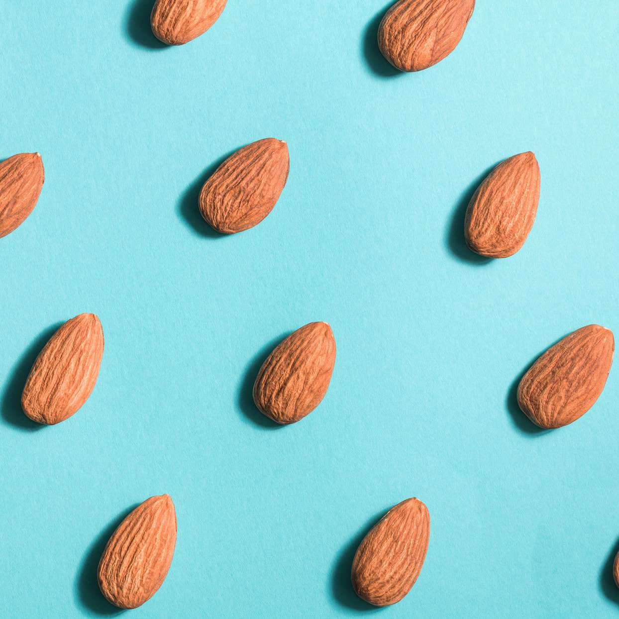 almonds on a blue background